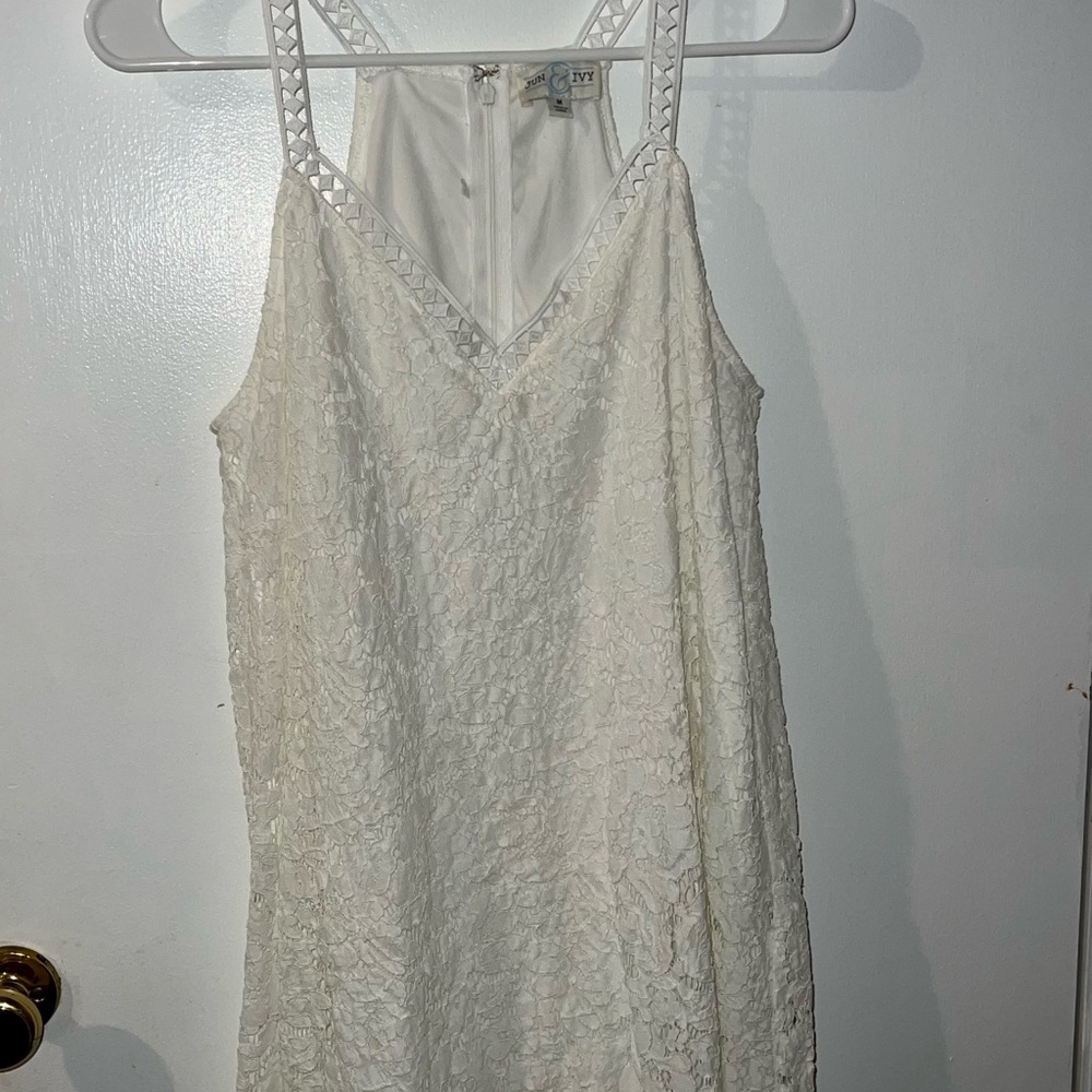 Francesca's Collections White Halter Slip Midi Dress